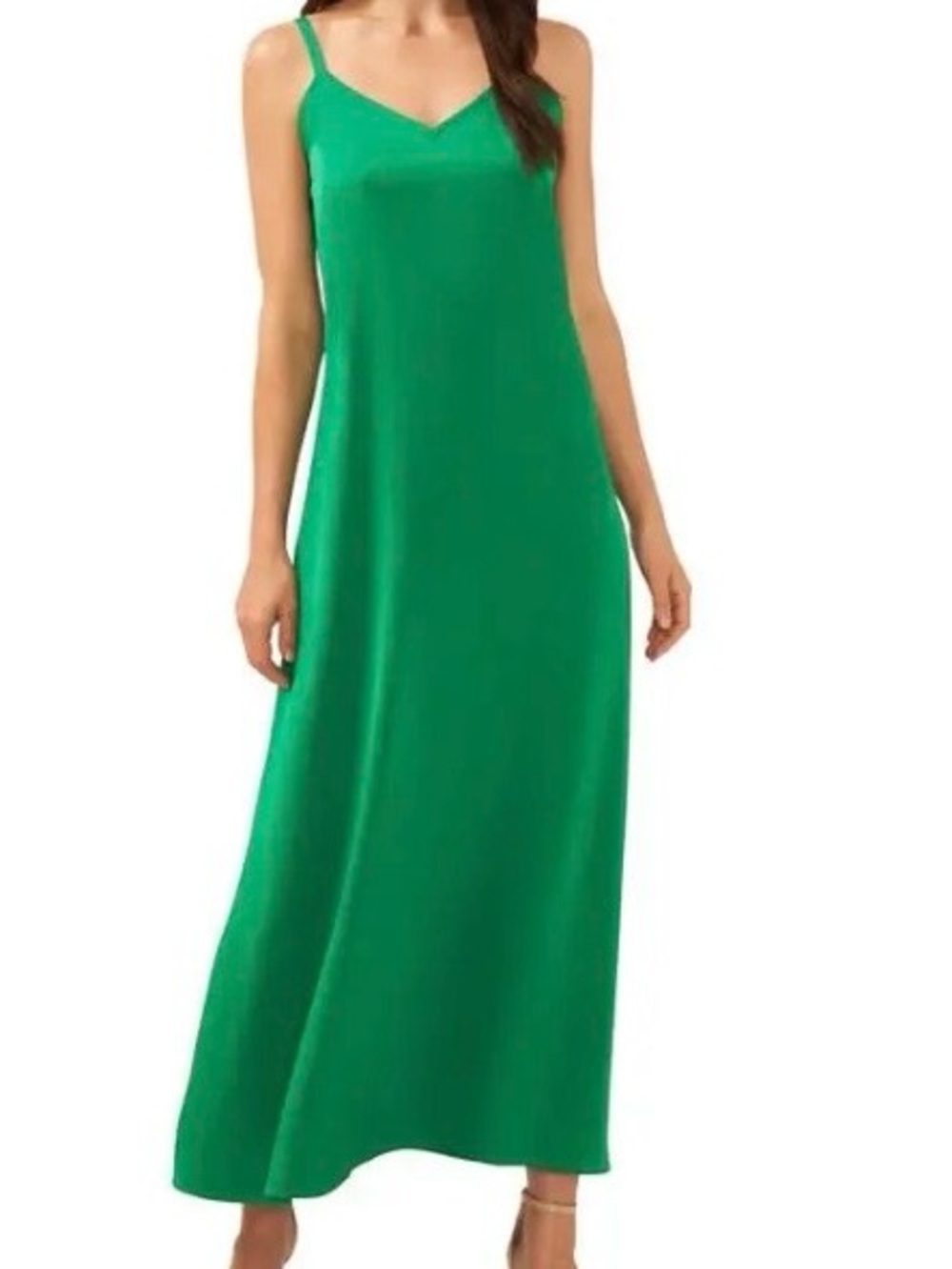 Vince Camuto Emerald Green Spaghetti Strap Maxi Slip Dress